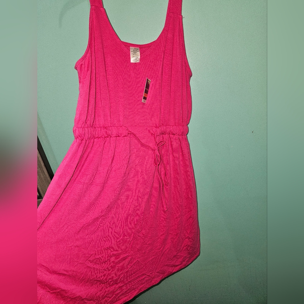 Pink Drawstring Sleevless Dress